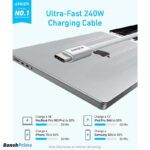کابل شارژ انکر Anker Zolo USB-C to USB-C Cable Fast Charging 240W مدل A8060
